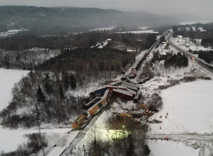 Aerial photo of derailment site