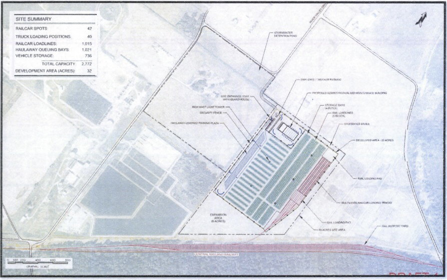 Map of planned auto transport facility