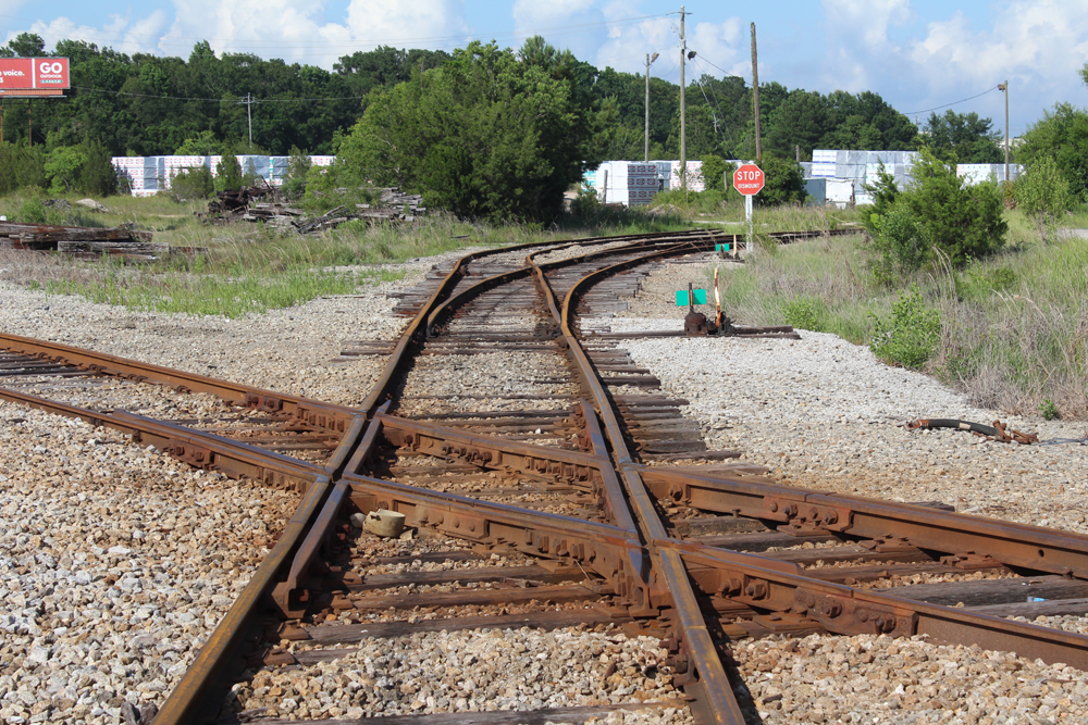Diamond of rusting railroad tracks