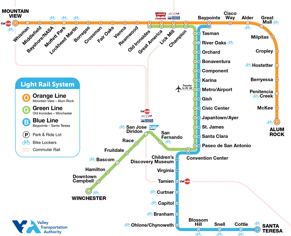How to get to Headquarters in San Jose by Bus, Light Rail or