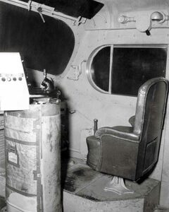 Plain metal interior of locomotive cab