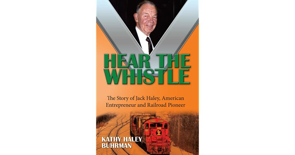 Cover of book with man and train