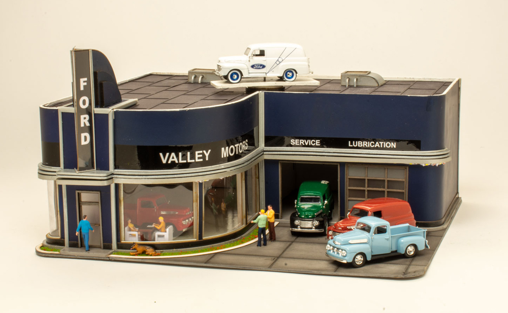 Menards O gauge Valley Motors car dealership building Trains