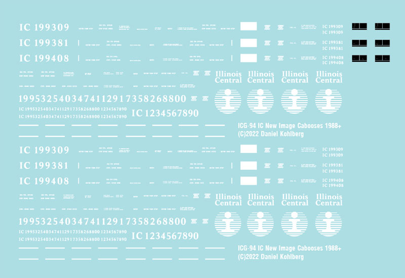 Photo of waterslide decals with white and black graphics.