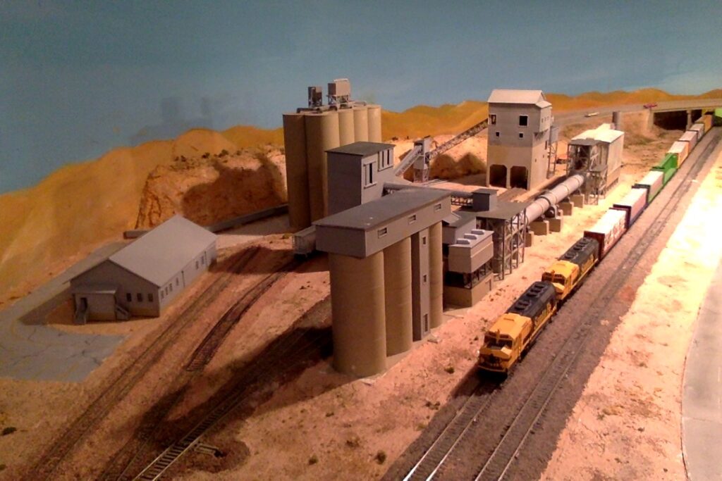 Scene on model layout of concrete plant