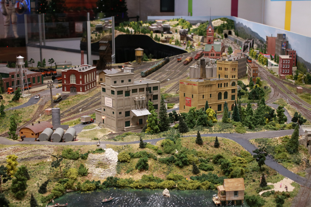 A closeup photo of the train exhibit at Discovery World.