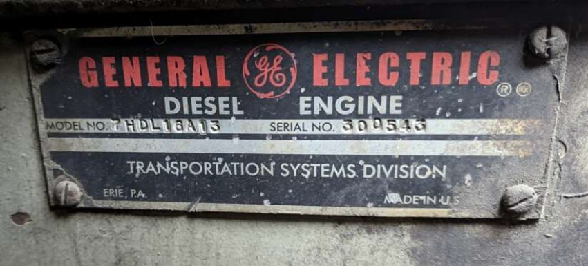 Close-up of locomotive builders plate