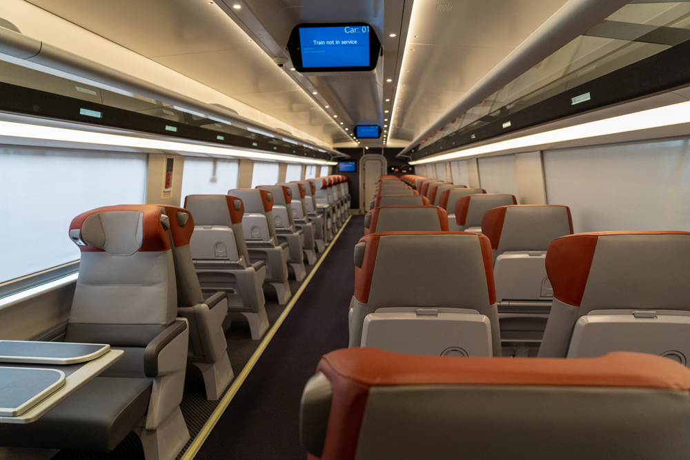 Interior of Acela first class coach