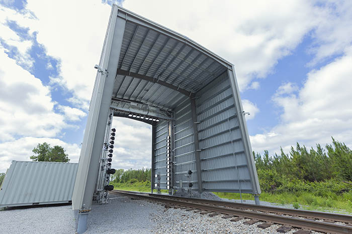 Shed-like structure over railroad track