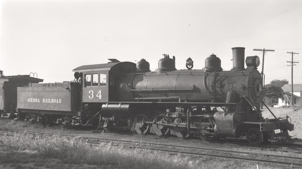 Black and white photo of 2-8-2 steam locomotive