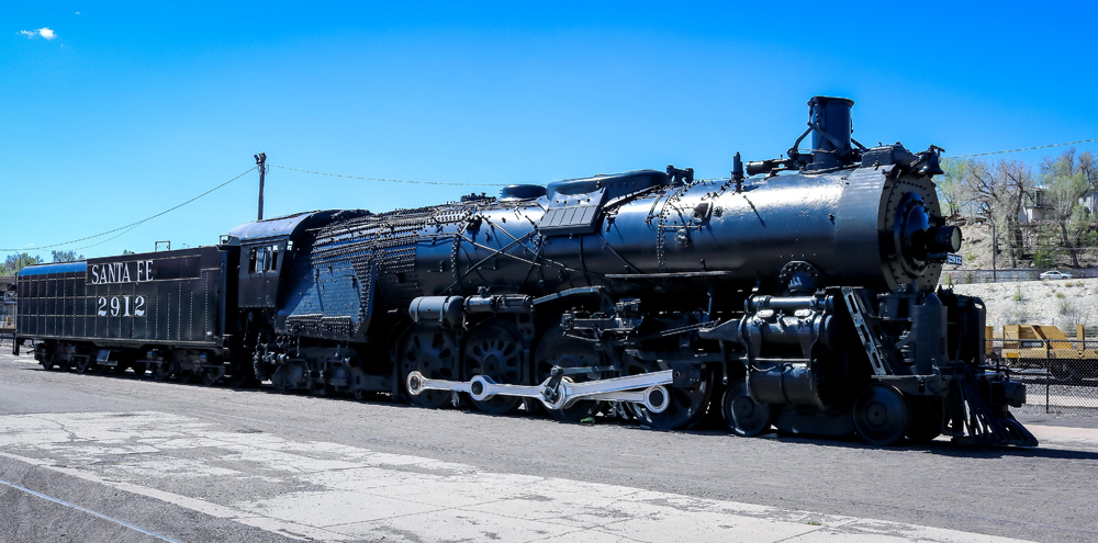 Steam locomotive in sun