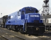 Clean blue Conrail locomotives