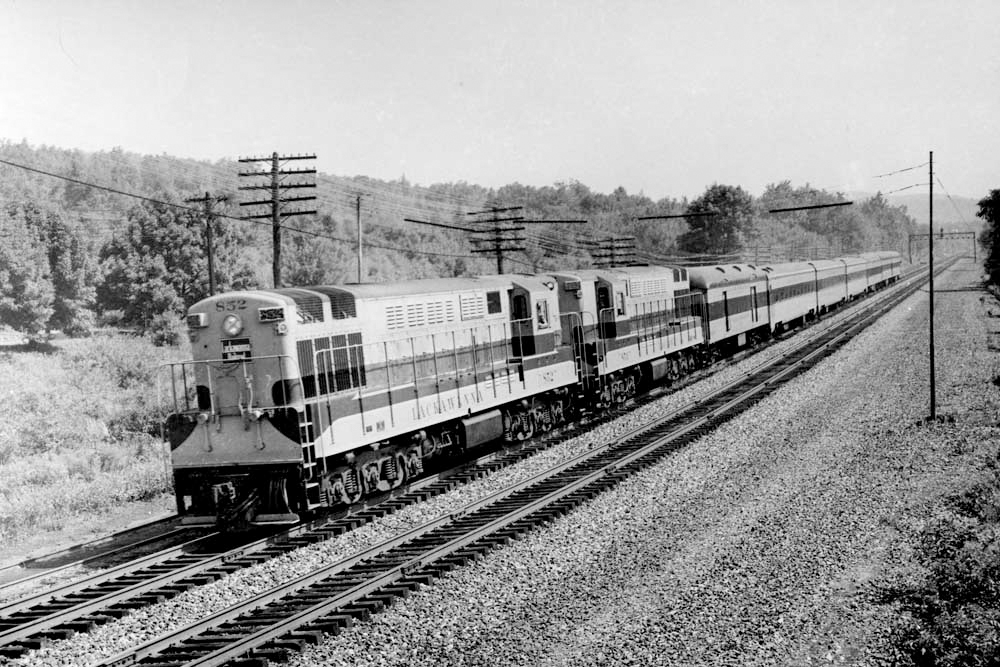 Diesel locomotives on the mainline.