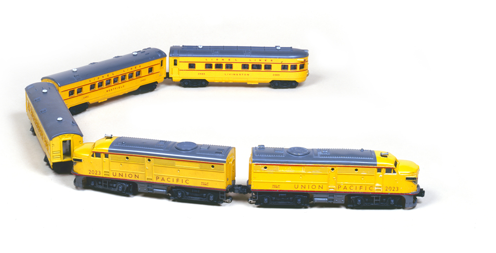 Yellow diesel toy train set