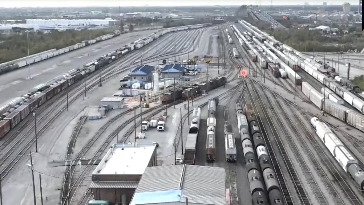 Aerial view of rail yard