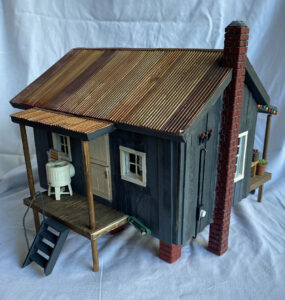 garden railroad farmhouse rear