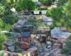 Steam locomotive scene on garden railroad