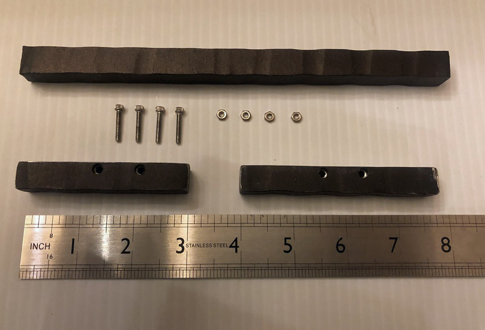 Iron pieces, screws, and hex nuts