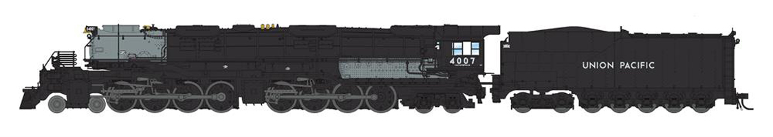 Illustration of HO scale steam locomotive painted black and silver.