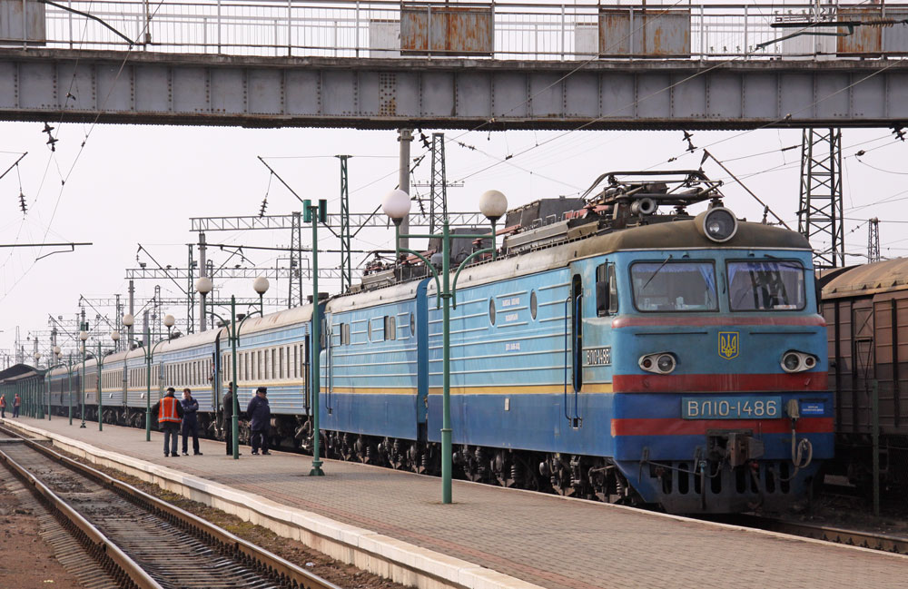 blue foreign passenger train