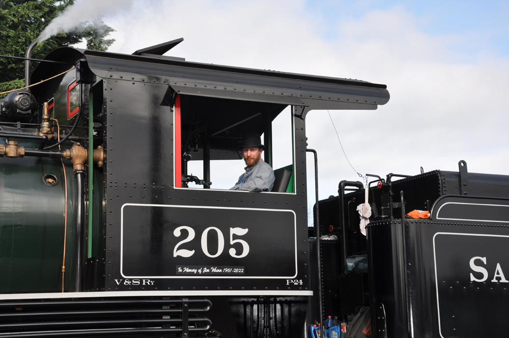 Closeup of steam locomotive cab