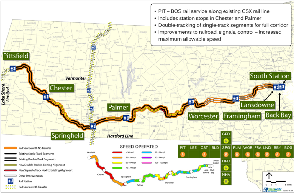 Map of proposed passenger route in Massachusetts