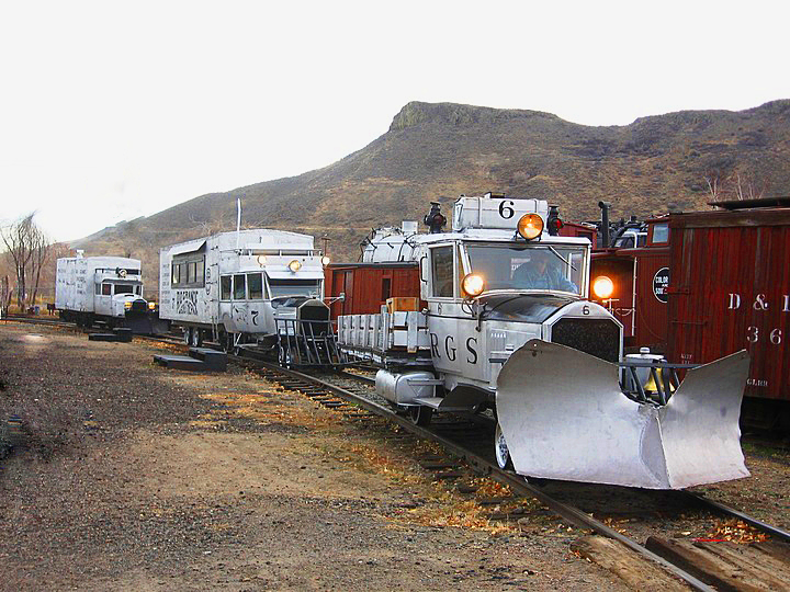 three galloping goose rail vehicles