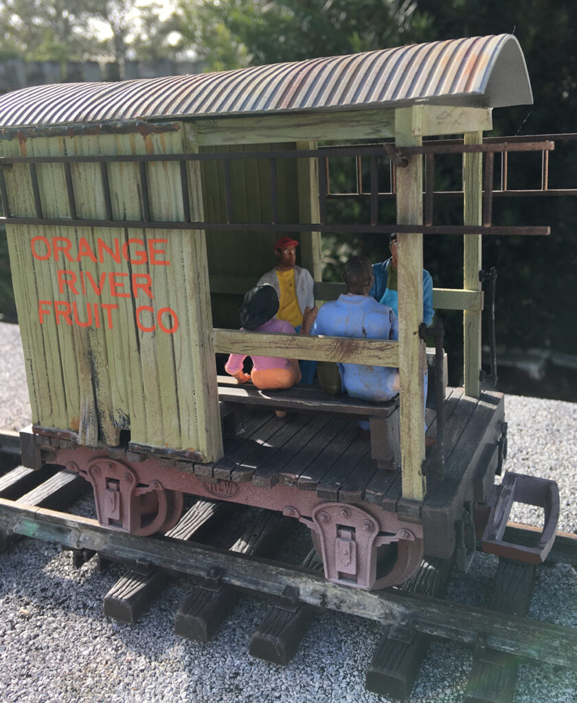 Front of grover’s caboose citrus train model