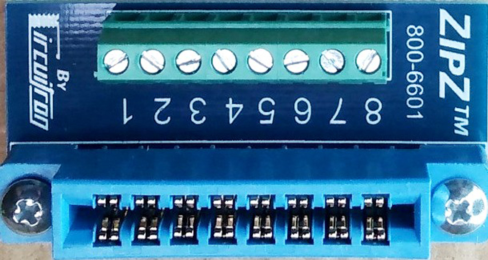 Circuitron ZipZ edge connector and terminal block