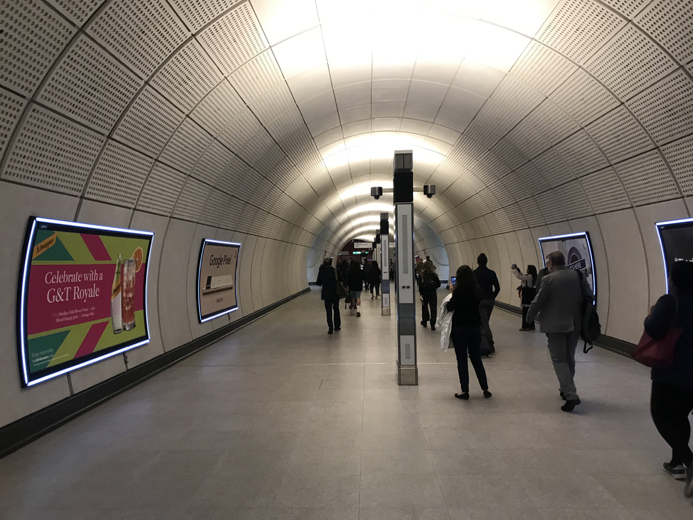 Arched interior of underground transit station