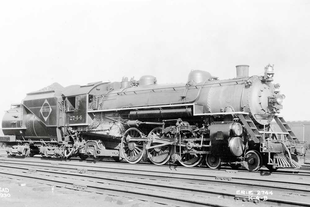 Idle steam locomotive in profile