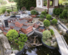 Model sawmill scene in garden railway