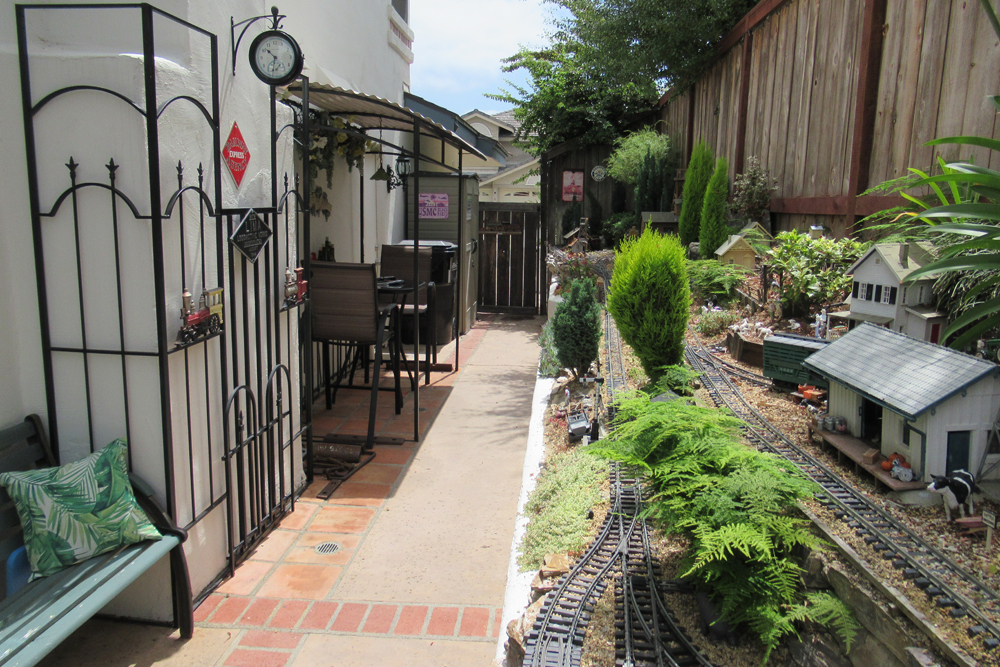 Entrance to a backyard garden railway