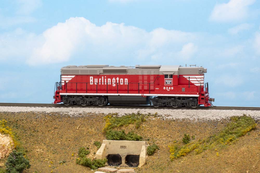 red and white diesel locomotive