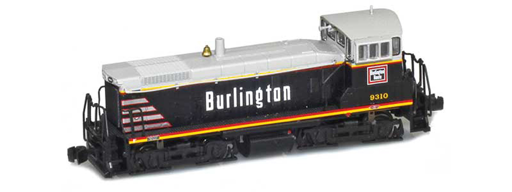 black with yellow and red stripe on locomotive