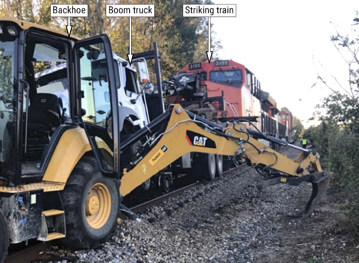 Locomotive and maintenance equipment following collilsion