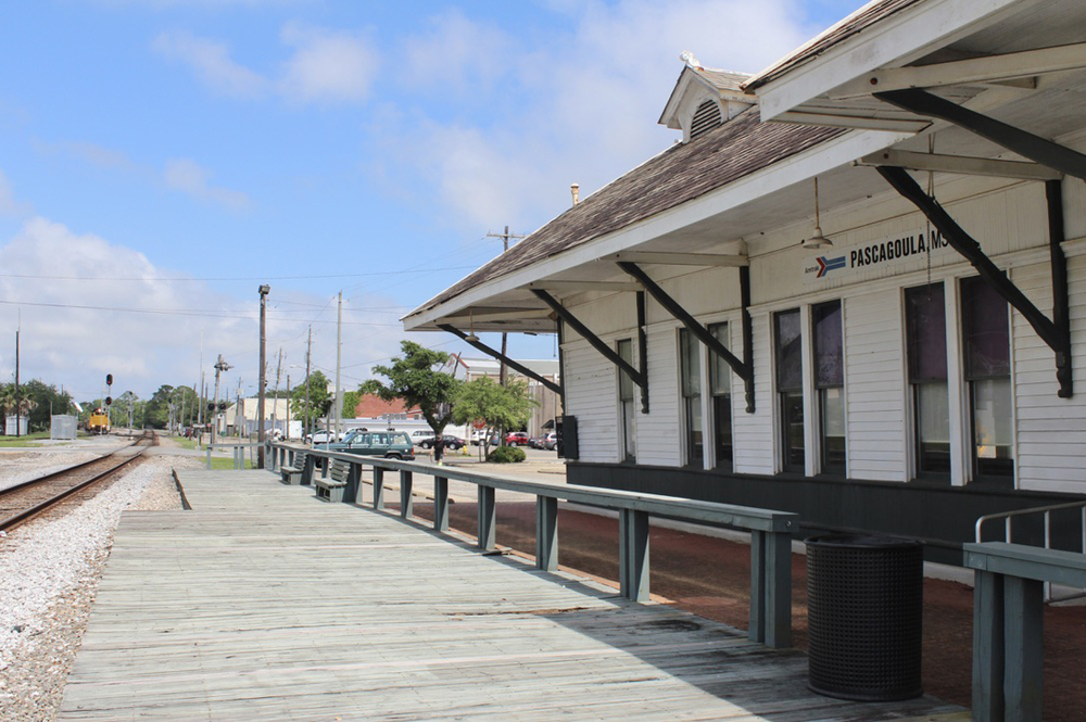 Passenger station with wooden platform