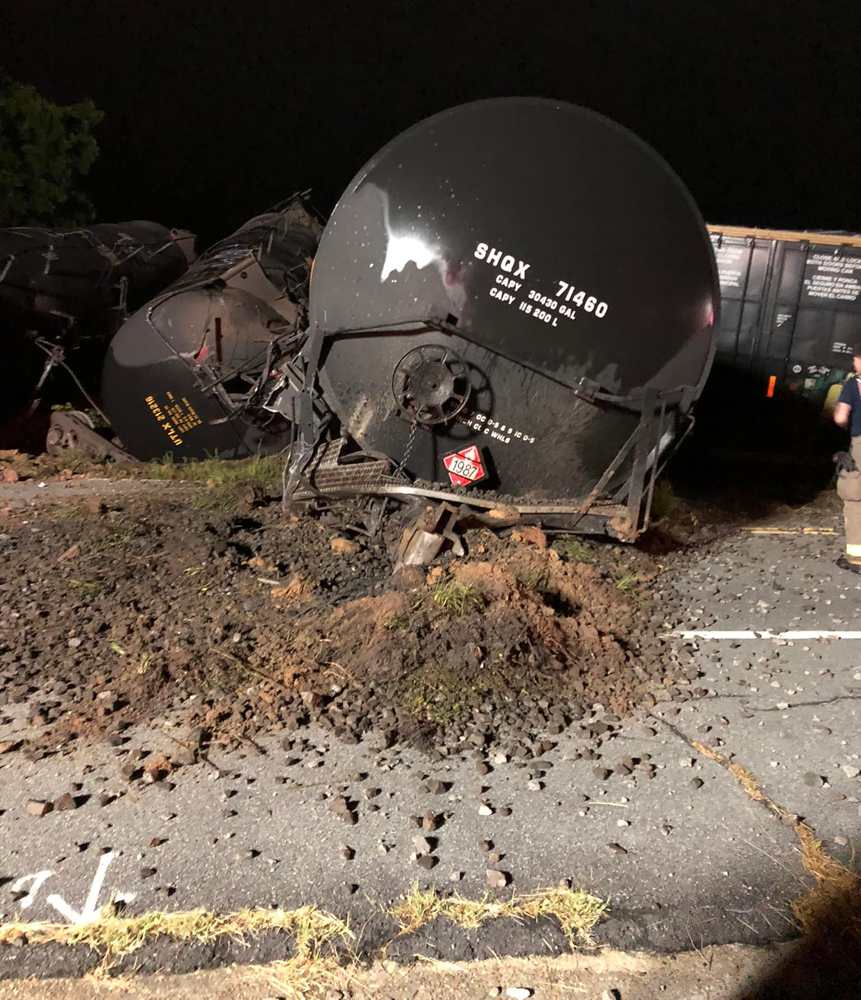 Derailed tank cars