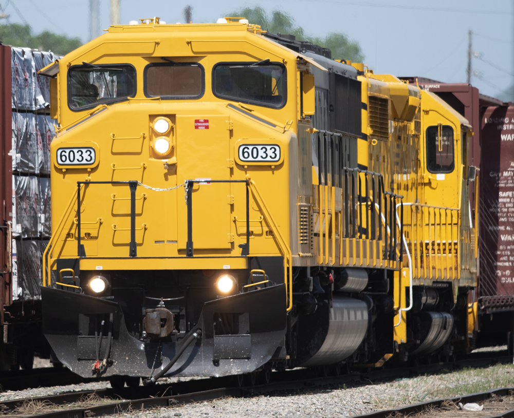 Yellow locomotives as seen from front