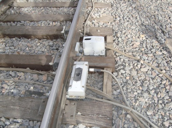 Inspection equipment mounted next to rail on test track