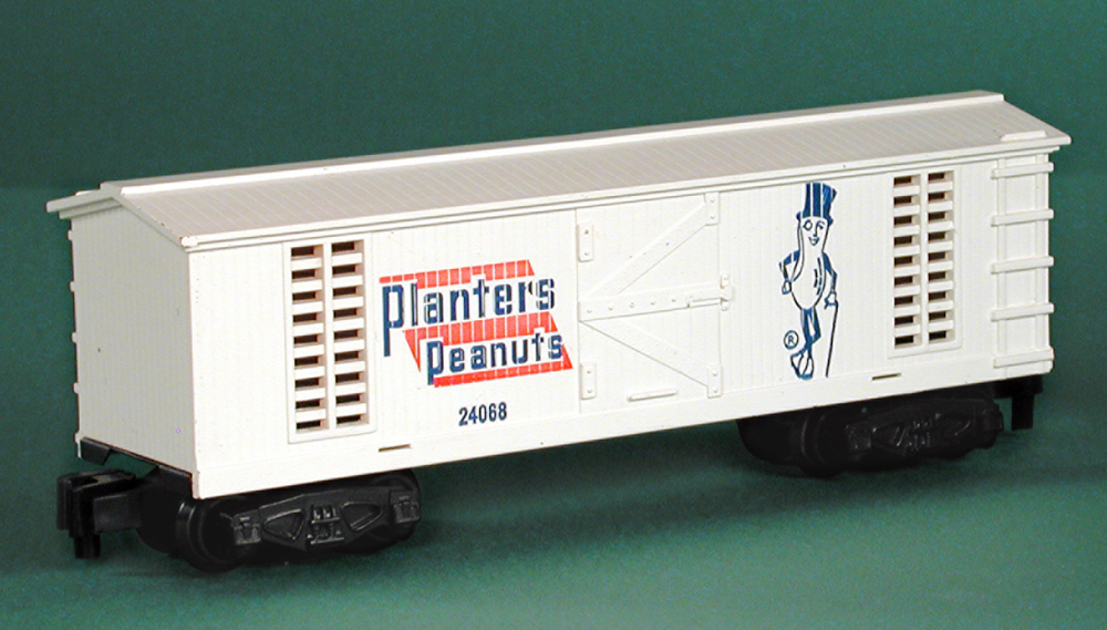 white Mr. Peanut model boxcar