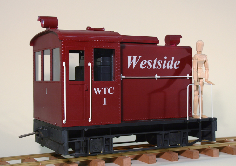 1:12 scale model of maroon industrial switcher