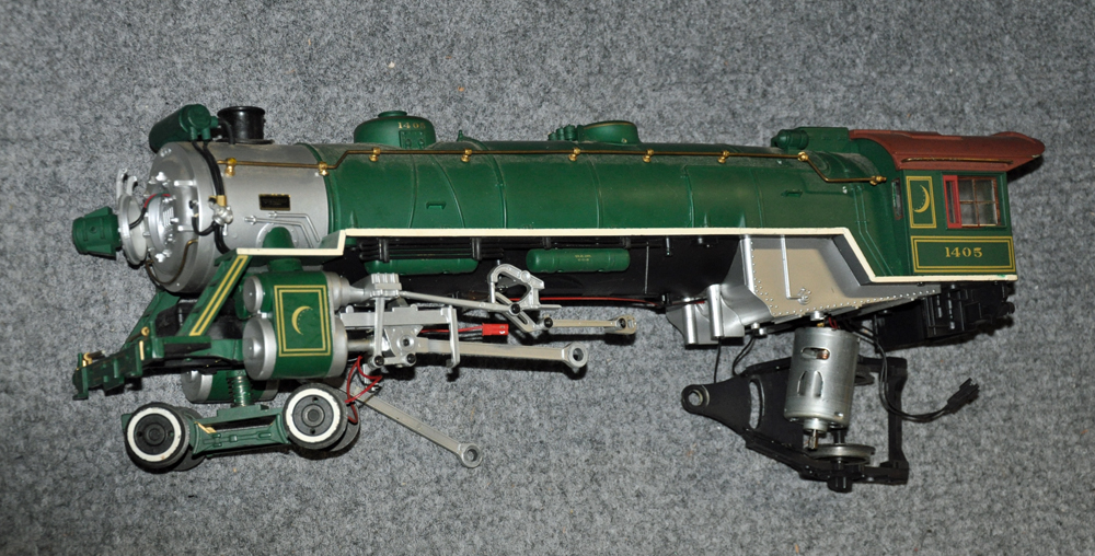 disassembled model steam locomotive
