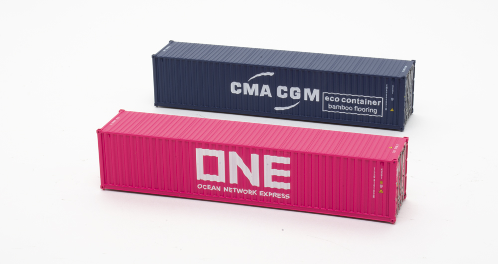 pink and blue intermodal containers