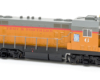 Photo of HO scale road locomotive on white background.