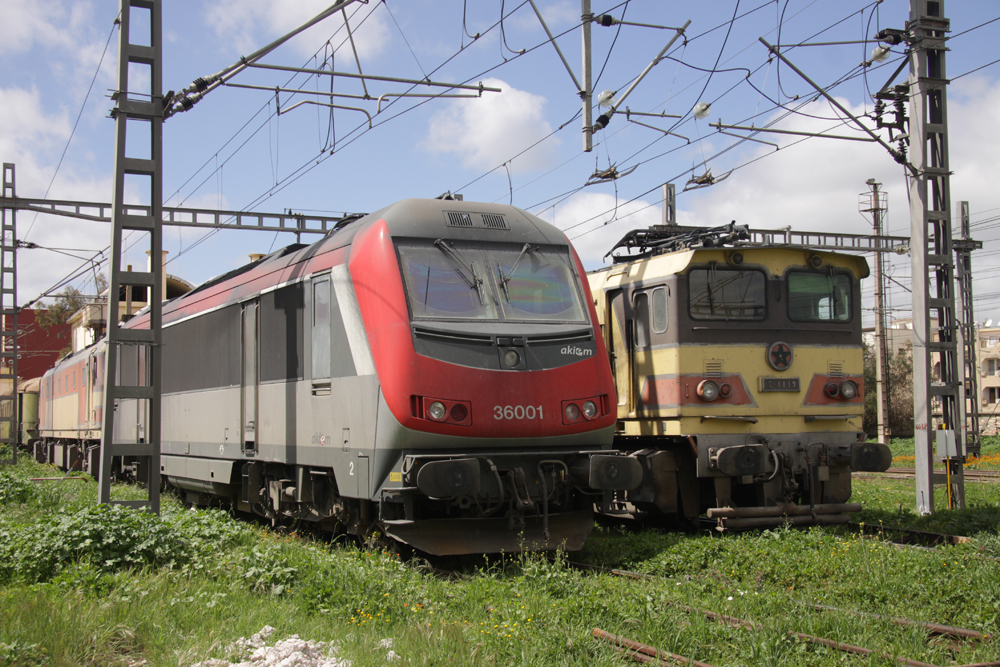 Electric locomotives in yard