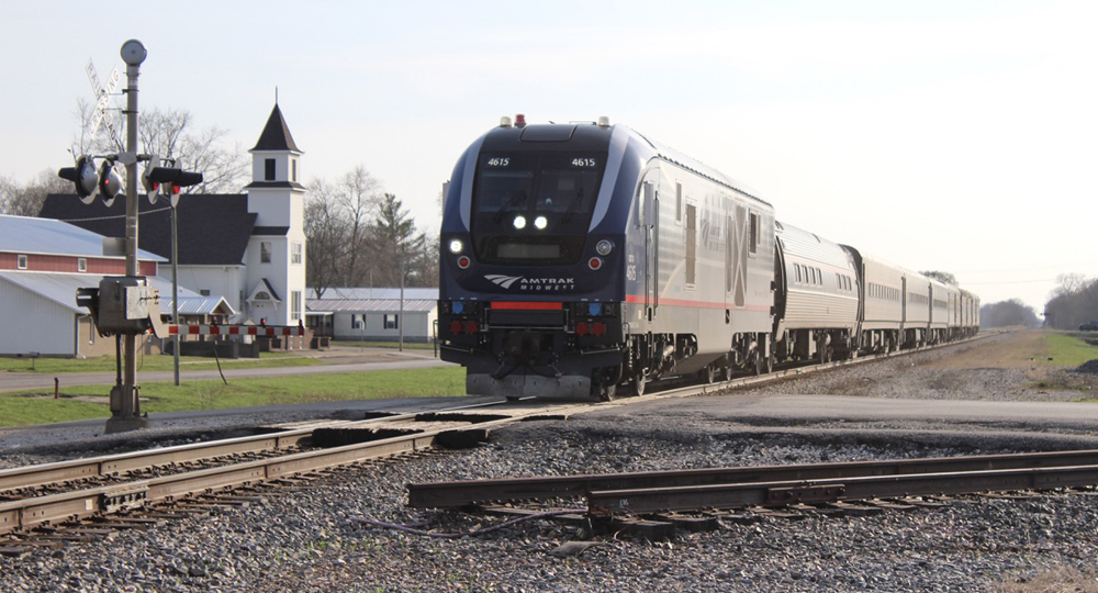 Train crosses diamond in small town