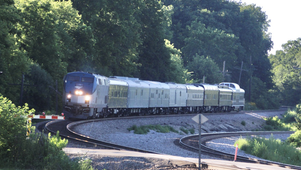 Passenger train on curve