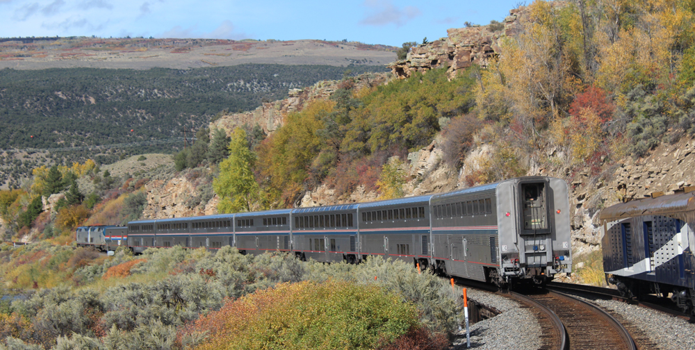 Passenger trains meet in mountains