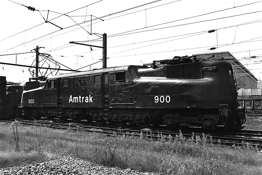 Black electric locomotive in profile